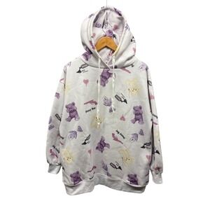 Honey‎ Cinnamon Hoodie Women's Size L Pastel Kawaii Teddy Bear Print Pullover